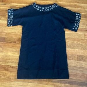 Qi Women’s Embellished Black Cashmere Sweater Size M
